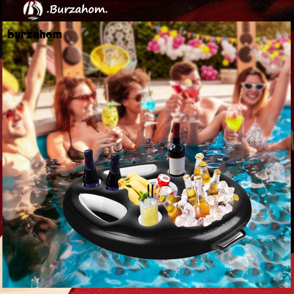 Phao Bơi Bơm Hơi Kiêm Giá Đỡ Cốc / Thức Ăn Bằng PVC Chống Thấm Nước Tiện Dụng Cho Bữa Tiệc