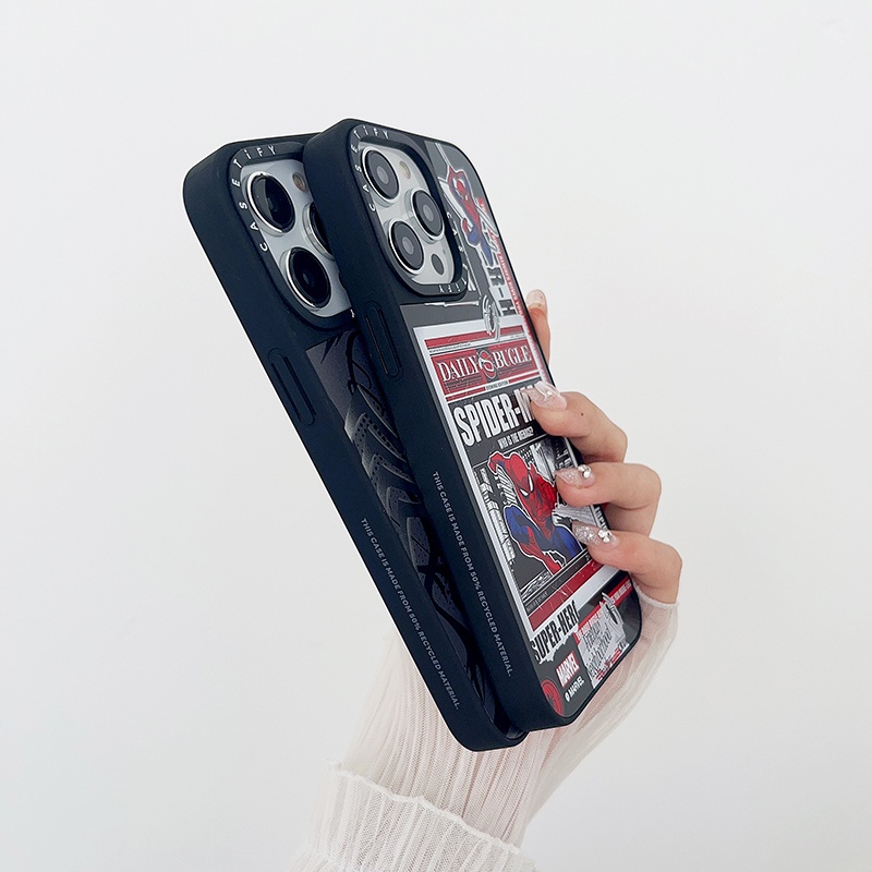 Ốp Điện Thoại Cứng Tráng Gương In Hình Người Nhện Marvel Cho iPhone 14 Pro Max 12 Pro Max 11