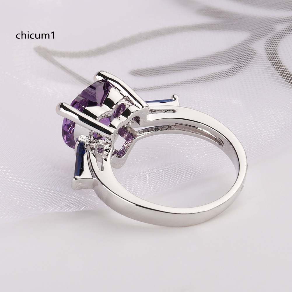 Nhẫn Đính Hôn Đính Đá Quý Nhân Tạo Hình Trái Tim Thời Trang Dành Cho Nữ