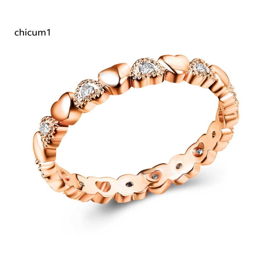 Nhẫn Đính Đá Zircon Hình Trái Tim Ngọt Ngào Thời Trang Cho Nữ