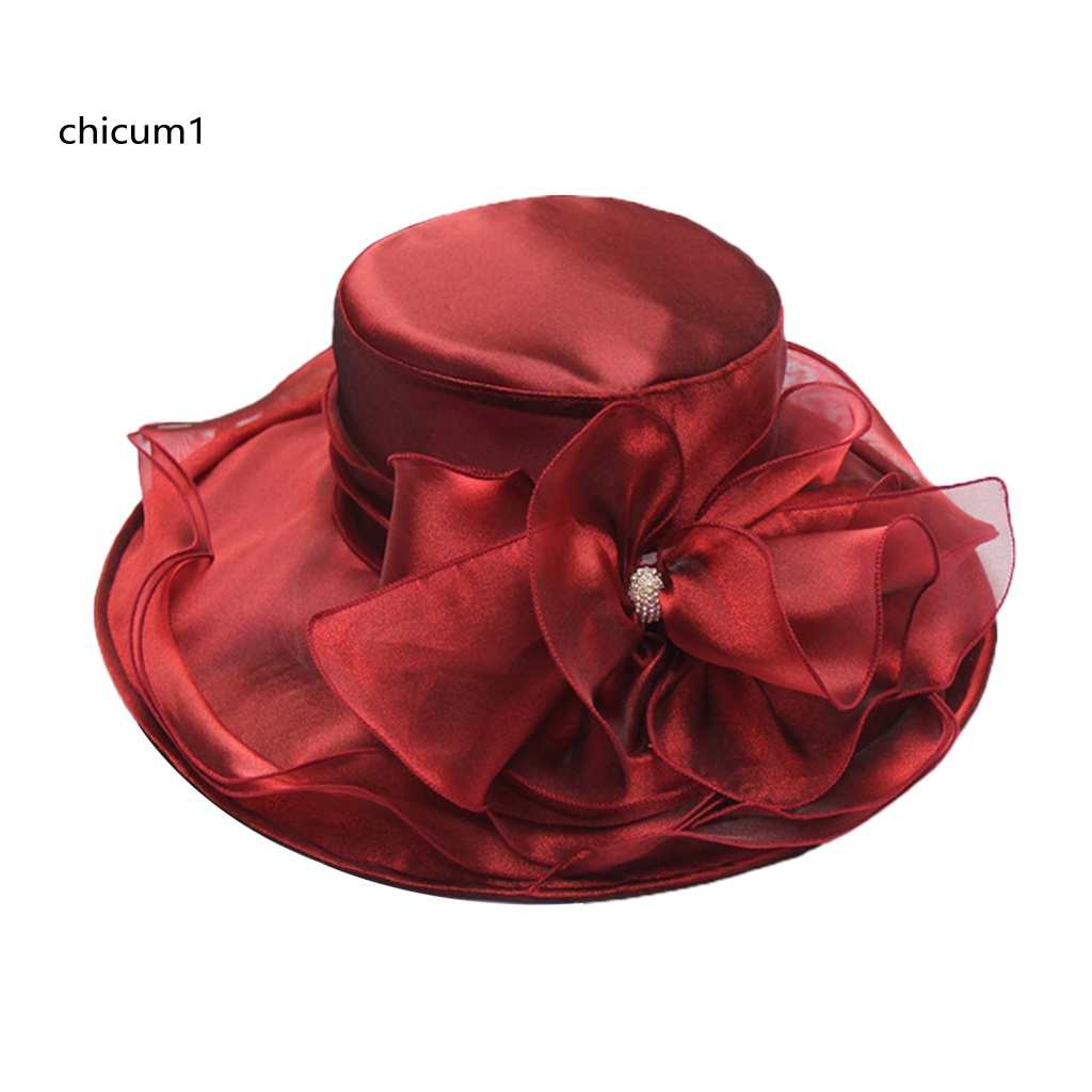 Mũ Rộng Vành Đính Hoa Vải Có Thể Gập Lại Thời Trang Cho Nữ