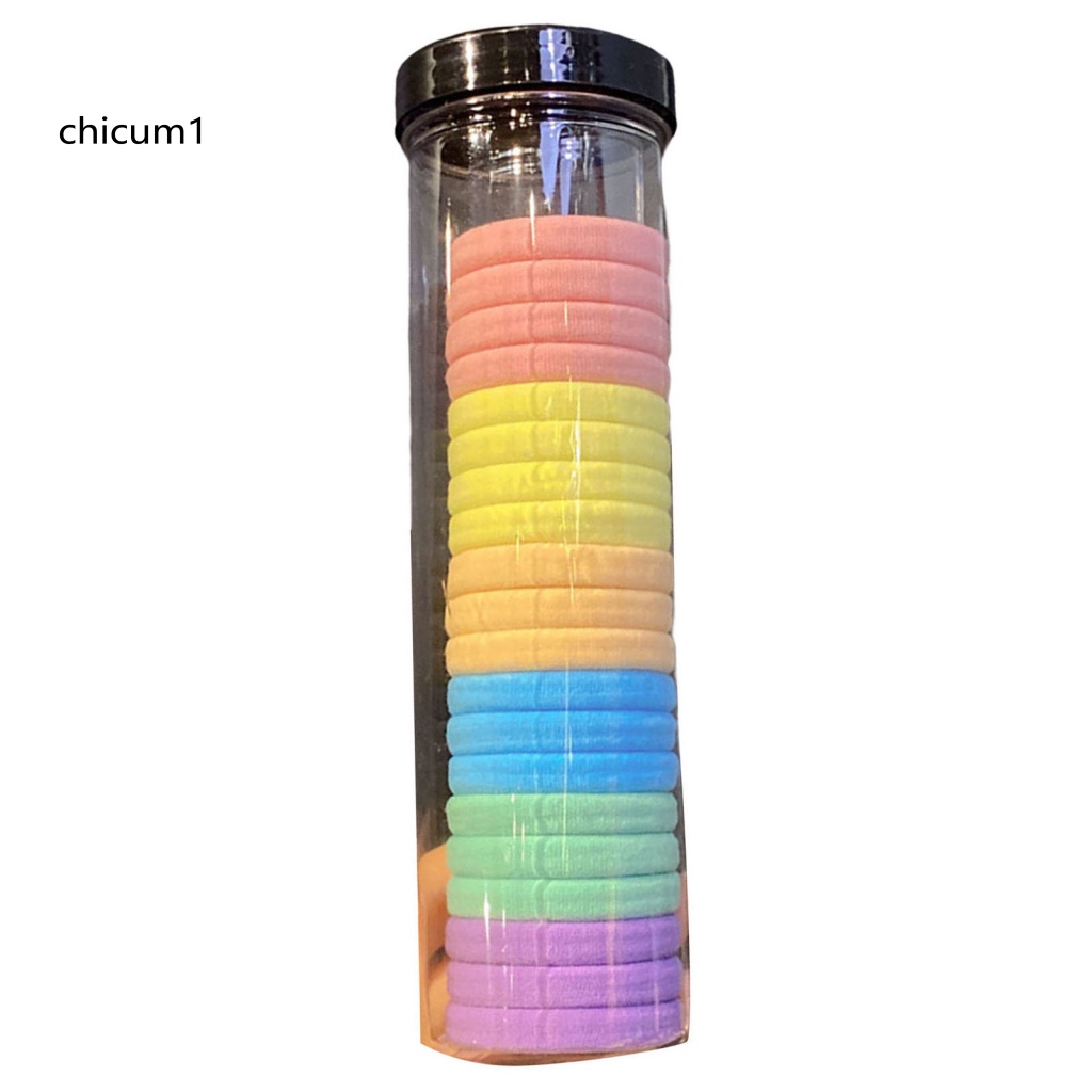 Set 20 Dây Cột Tóc Co Giãn Siêu Mềm Chống Trượt Màu Trơn Cho Nữ