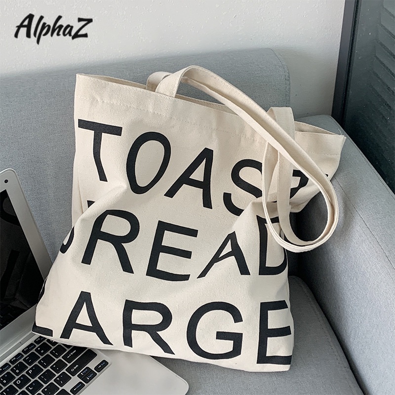 Alphaz Túi Vải canvas Đeo Vai Sức Chứa Lớn Phong Cách Harajuku Nhật Bản Và Hàn Quốc Cho Nữ