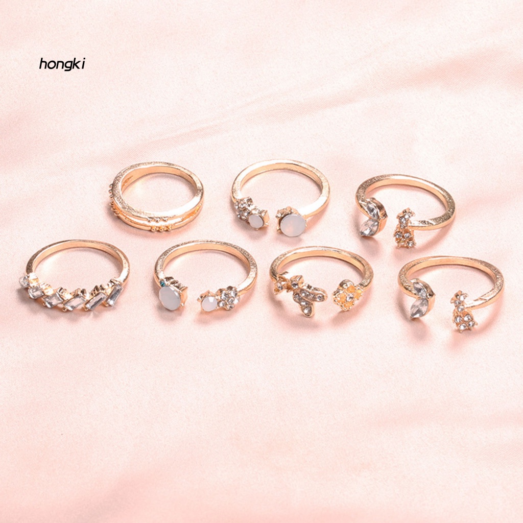 Set 7 NhẫN Đeo KhớP NgóN Tay ĐíNh Kim Cương Giả NhiềU KiểU DáNg Cho Nữ