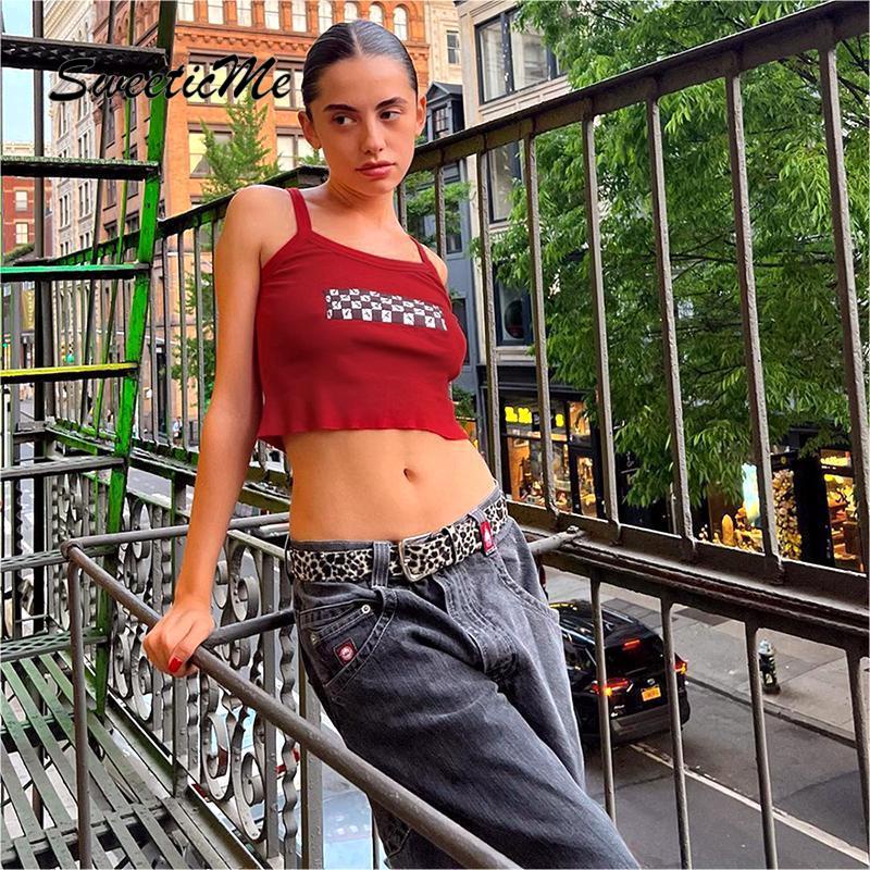 Áo Croptop Hai Dây Dáng Ôm In Họa Tiết Thời Trang 2023 Quyến Rũ Cho Nữ