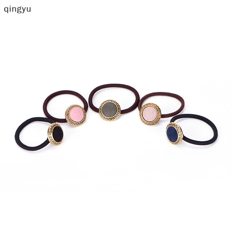 Băng Đô Cài Tóc Co Giãn Đính Nút Phong Cách Vintage Cho Nữ