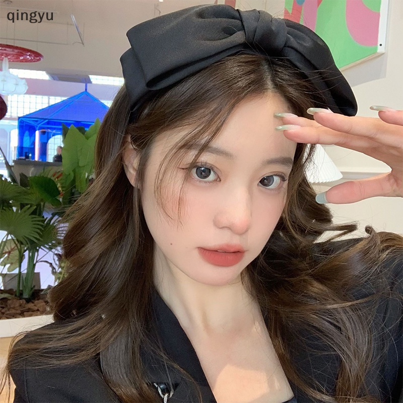 Băng Đô Cài Tóc Màu Trơn Đính Nơ To Chống Trượt Thời Trang Cho Nữ