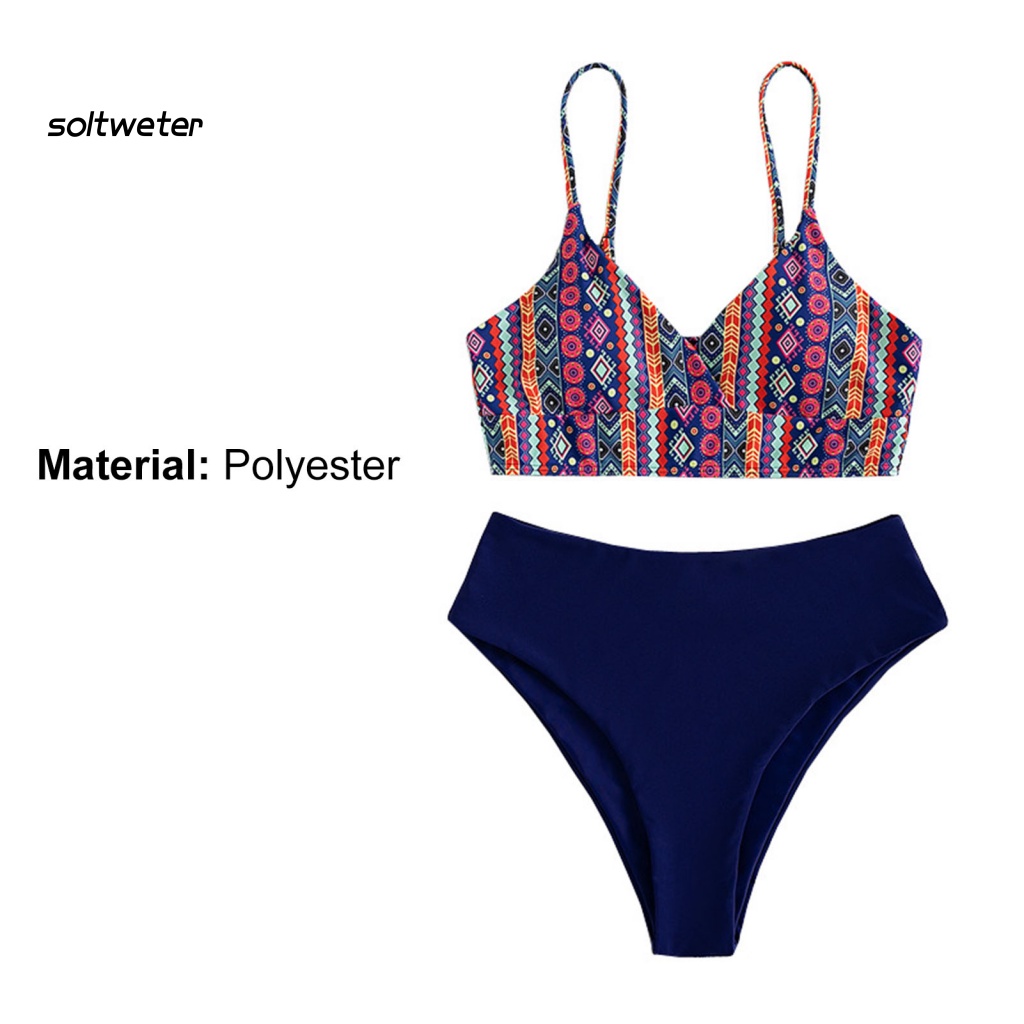 Bộ Bikini 2 Mảnh Lưng Cao In Họa Tiết Phong Cách Bohemian Cổ Điển Thời Trang Đi Biển Cho Nữ