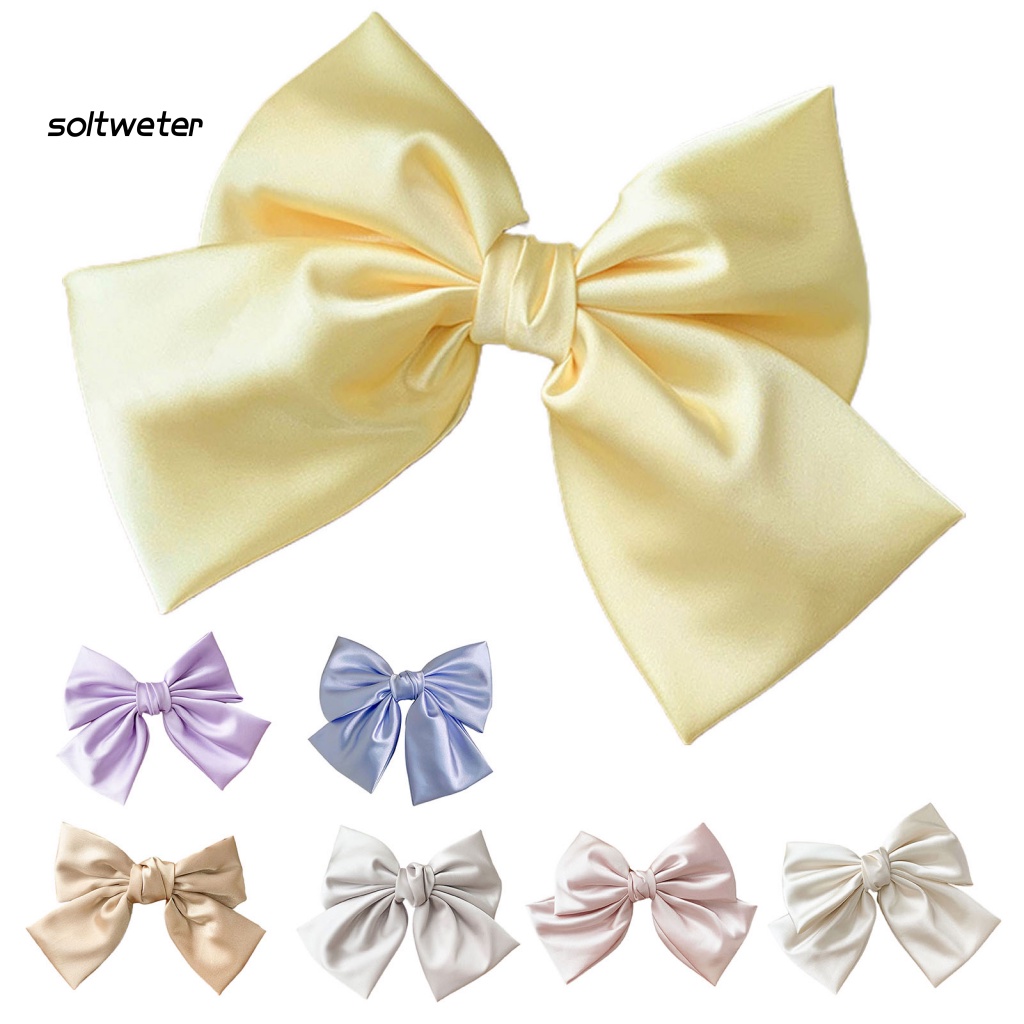 Kẹp Tóc Đính Nơ Bằng Vải Satin Cỡ Lớn Thời Trang Cho Nữ