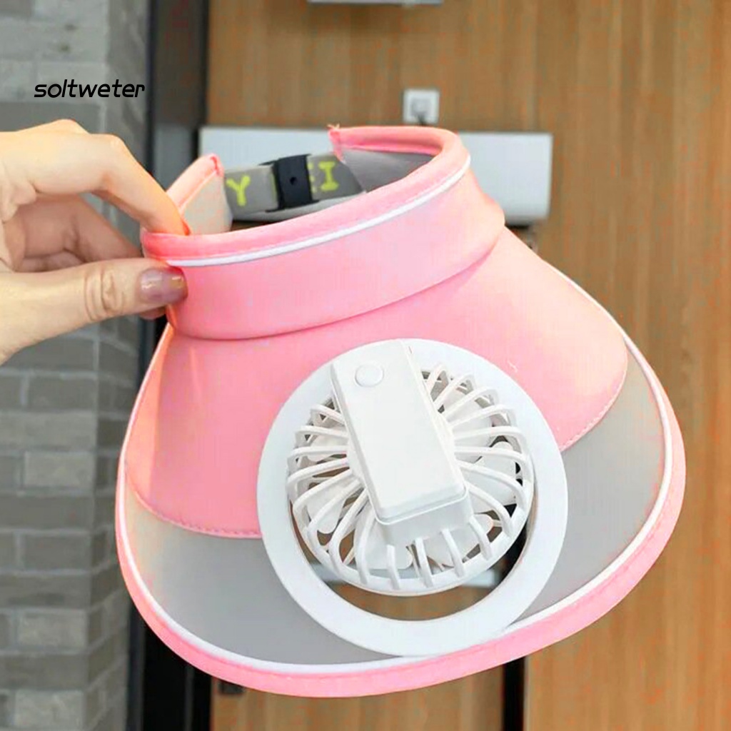 Mũ Lưỡi Trai Hở Chóp Màu Trơn Tích Hợp Quạt Làm Mát Thời Trang Cho Bé