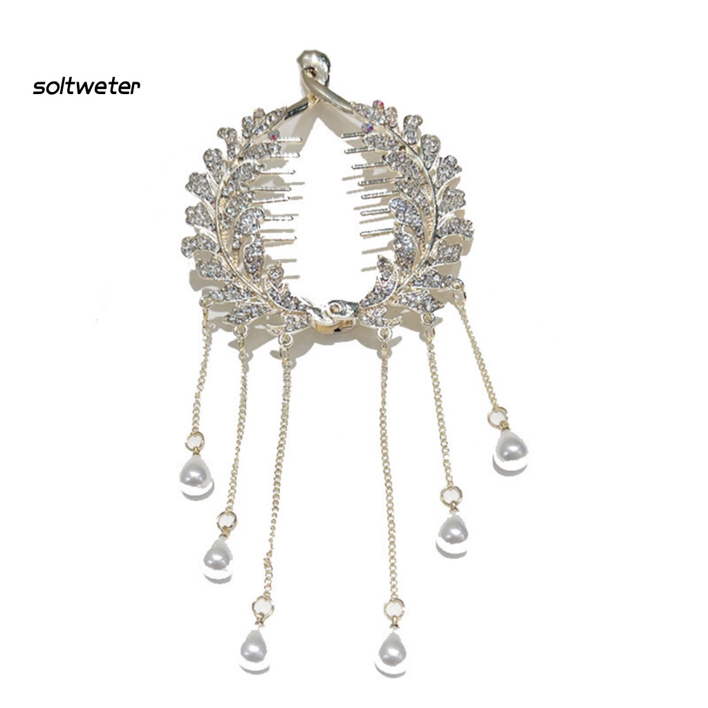 Kẹp Tóc Càng Cua Đính Đá / Ngọc Trai Giả Phong Cách Trung Hoa Thanh Lịch Dành Cho Nữ