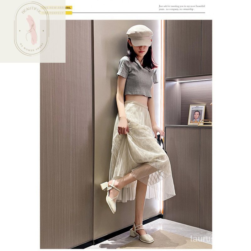 Sandal Cao Gót 6-8cm Chất Liệu Cao Su PU Đế Dày Phong Cách Thời Trang 2023