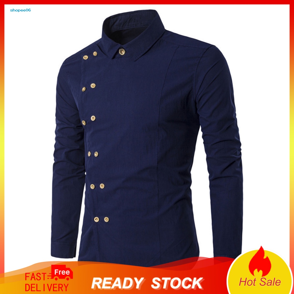 Áo Sơ Mi Nam Cổ Bẻ Hai Hàng Nút Cài Màu Sắc Thanh Lịch