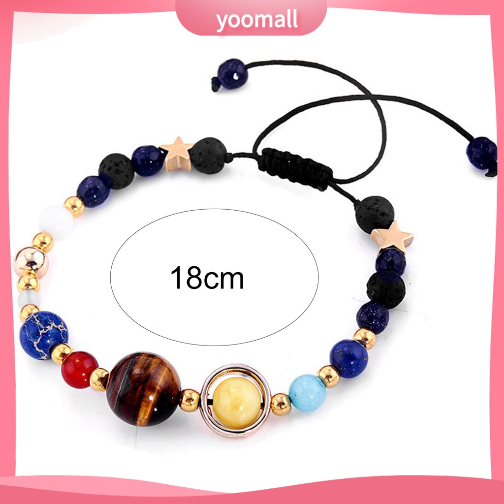 [YM] Vòng Tay Chuỗi Hạt Hình Hành Tinh Tám Hành Tinh Nhiều Màu Sắc Có Thể Điều Chỉnh Làm Quà Tặng Trang Sức Cho Nam Và Nữ Hệ Mặt Trời