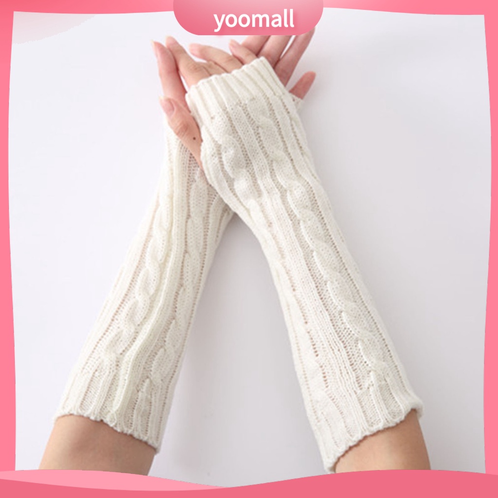 1 Đôi Găng Tay Giữ Ấm Cánh Tay Màu Sắc Đơn Giản Cho Nữ