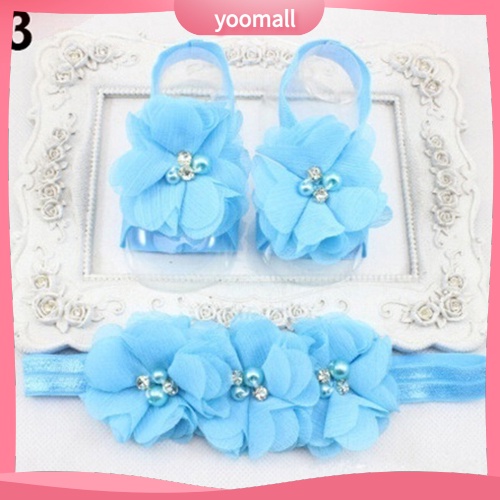 Set Băng Đô Hoa Hồng + Vòng Đeo Chân Trần Dễ Thương Cho Bé