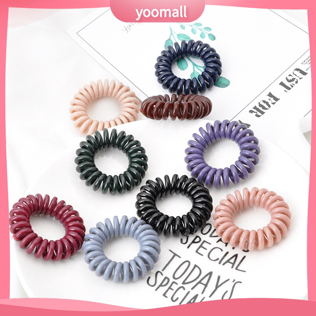 Dây Buộc Tóc Dạng Xoắn Gọn Nhẹ Không Để Lại Dấu Vết Màu Trơn Đơn Giản Cho Nữ