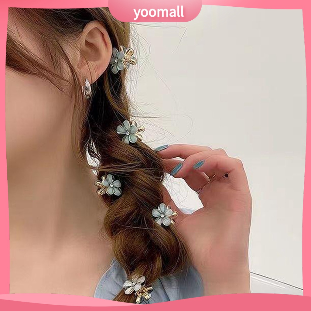 Bộ 2 Kẹp Tóc Kim Loại Hình Hoa Đính Đá Màu Sắc Tươi Sáng