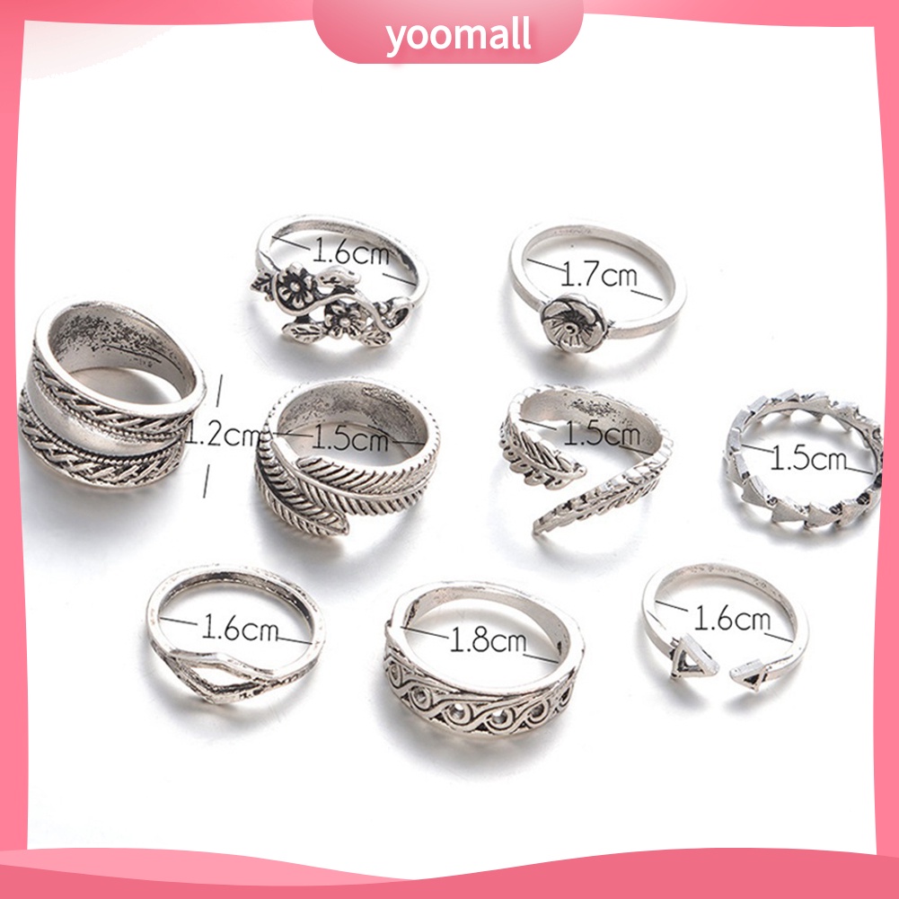 Set 9 Nhẫn Đeo Khớp Ngón Tay Phong Cách Vintage