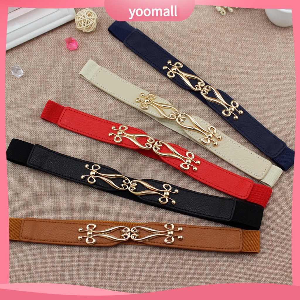 Thắt Lưng Giả Da Co Giãn Phối Màu Tương Phản Tùy Chỉnh Thoải Mái Thời Trang Cho Nữ