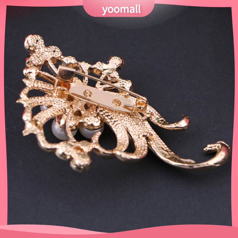 Ghim Cài Áo Hình Con Công Đính Đá Và Ngọc Trai Nhân Tạo Thời Trang