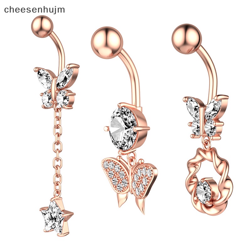 Khuyên RốN HìNh BướM ĐíNh Đá BằNg ThéP Không Gỉ