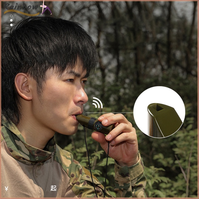 Còi Sinh Tồn Đa Năng 7 Trong 1 Có Đèn LED Và Dây Đeo Tiện Dụng