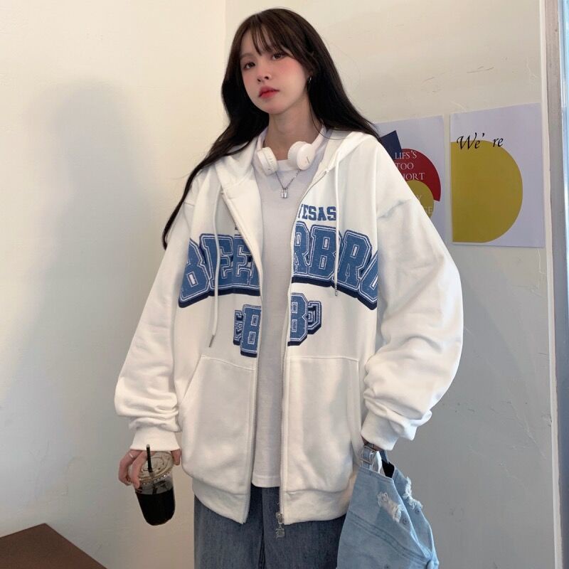 Áo Khoác Hoodie Dáng Rộng Thời Trang Phong Cách Hàn Quốc Cho Nữ