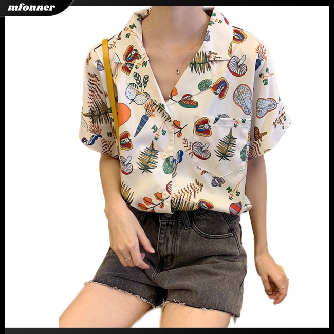 Áo Sơ Mi Chiffon Tay Ngắn Dáng Rộng In Họa Tiết Cổ Điển Thời Trang Mùa Hè Cho Nữ