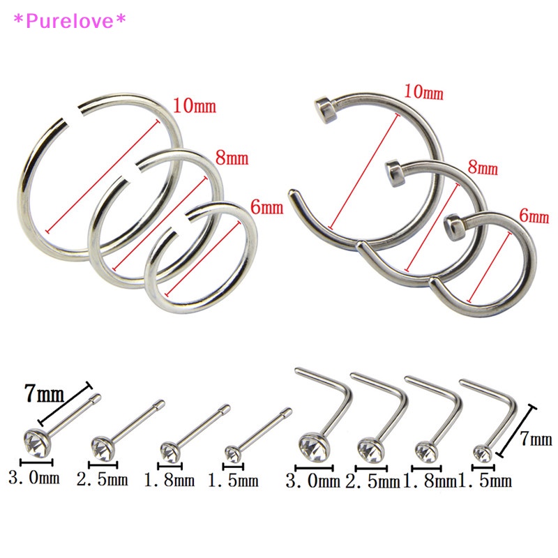 Set 14 Khuyên Mũi Bằng Thép Không Gỉ Cá Tính Thời Trang Mới