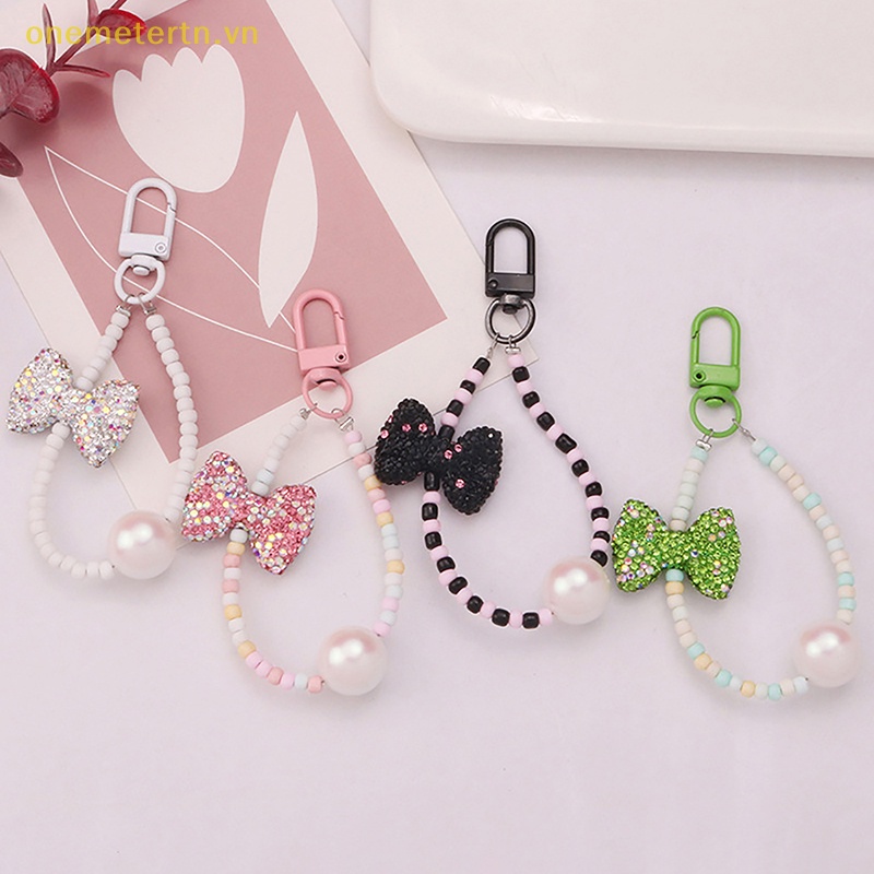 Onemetertn Móc Khóa Trang Trí Ba Lô / Túi Xách Đính Hạt Kim Cương Nơ Hoa Dễ Thương Dành Cho Bạn Nữ VN