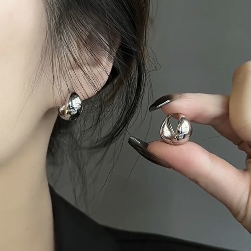 Bông Tai Hình Tròn Màu Vàng Trơn Phong Cách Âu Mỹ Thời Trang Cao Cấp Cho Nữ