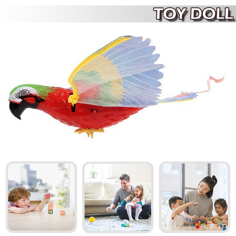 Funny Electric Flying Parrot Bird Toy Interactive Simulation with Hanging Wire
