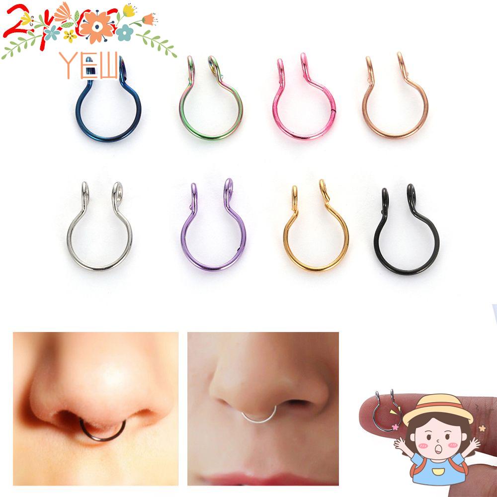 Set 2 Khuyên Mũi Bằng Thép Không Gỉ Đường Kính 8mm Dành Cho Nữ