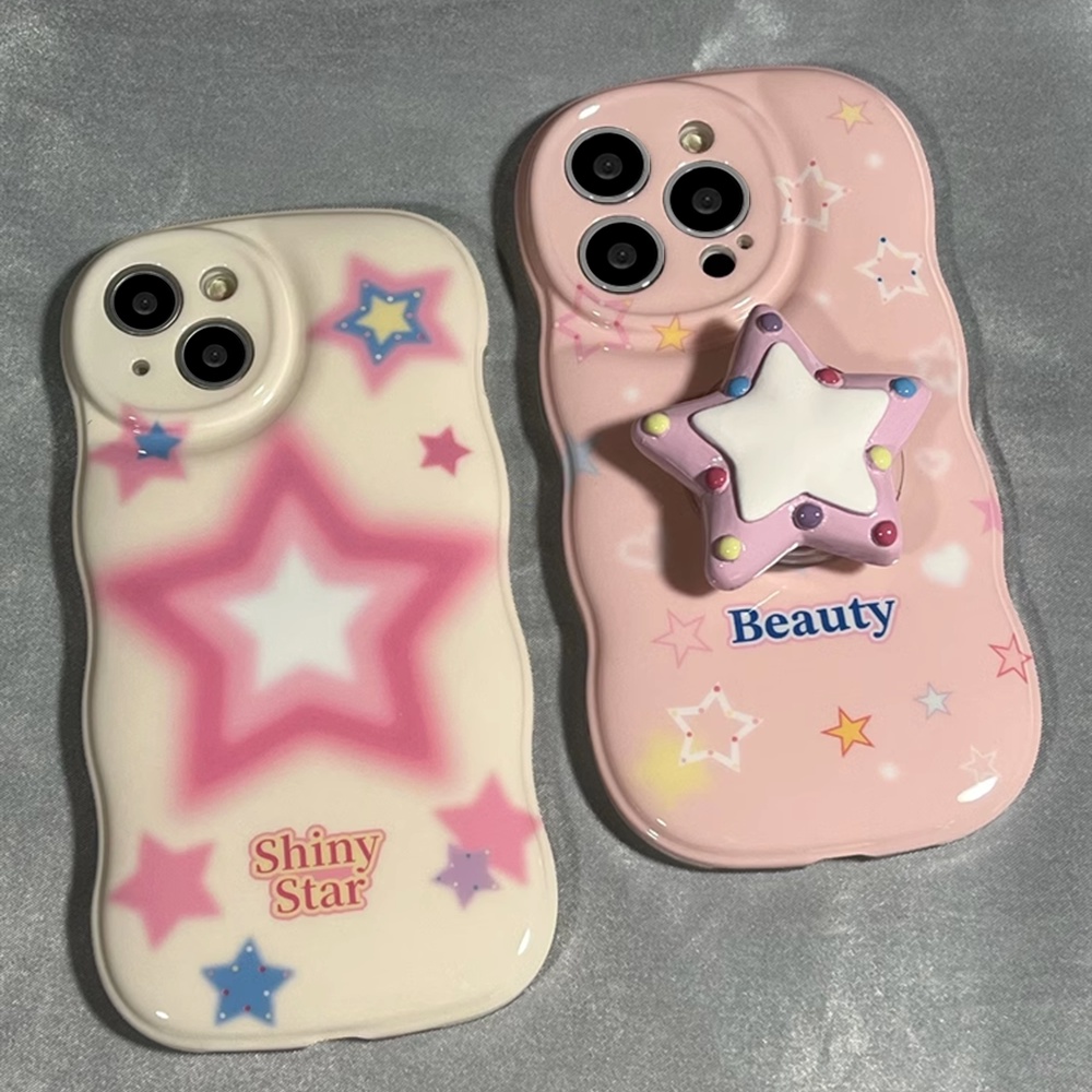 Ốp Điện Thoại TPU Dẻo Họa Tiết Ngôi Sao Nhiều Màu Thời Trang Chống Bụi Bẩn Kèm Giá Đỡ Cho IPhone 11 12 13 14 Pro Max
