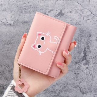Ví da ngắn hình mèo đáng yêu thời trang cho nữ