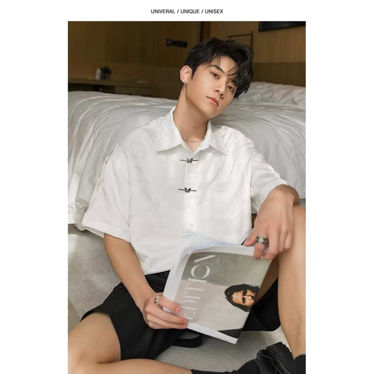 Áo Sơ Mi Tay Lửng Màu Trơn Thời Trang Mùa Hè Trẻ Trung Dành Cho Nam