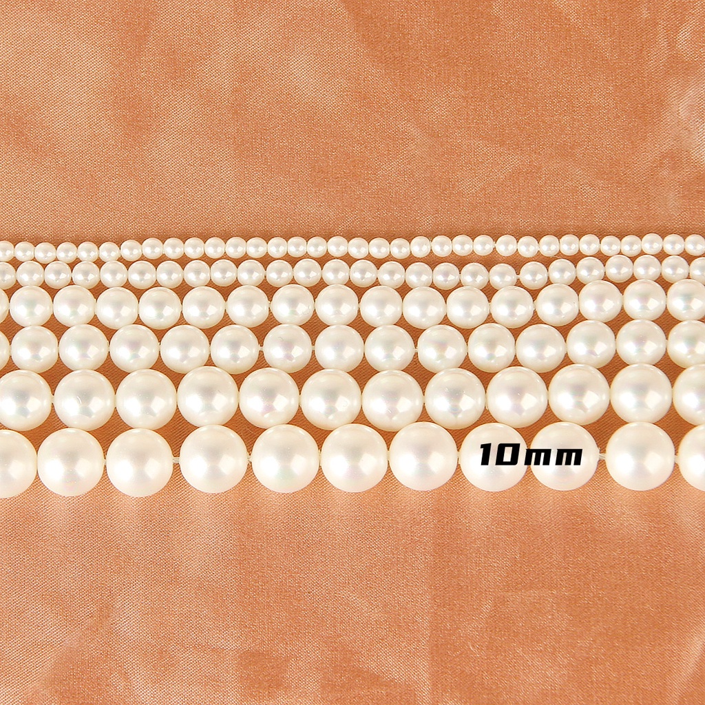 Set 10 Hạt Ngọc Trai Tròn Bằng Kính Chất Lượng Cao Làm Vòng Tay / Vòng cổ Thủ Công DIY