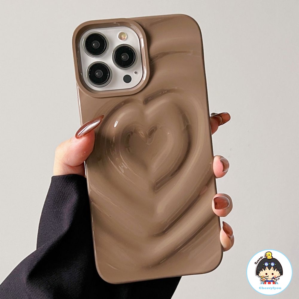 Ốp Điện Thoại imd Mềm Chống Sốc Họa Tiết Trái Tim Màu Trơn Đơn Giản Cho iphone 15 11 12 13 14 pro max