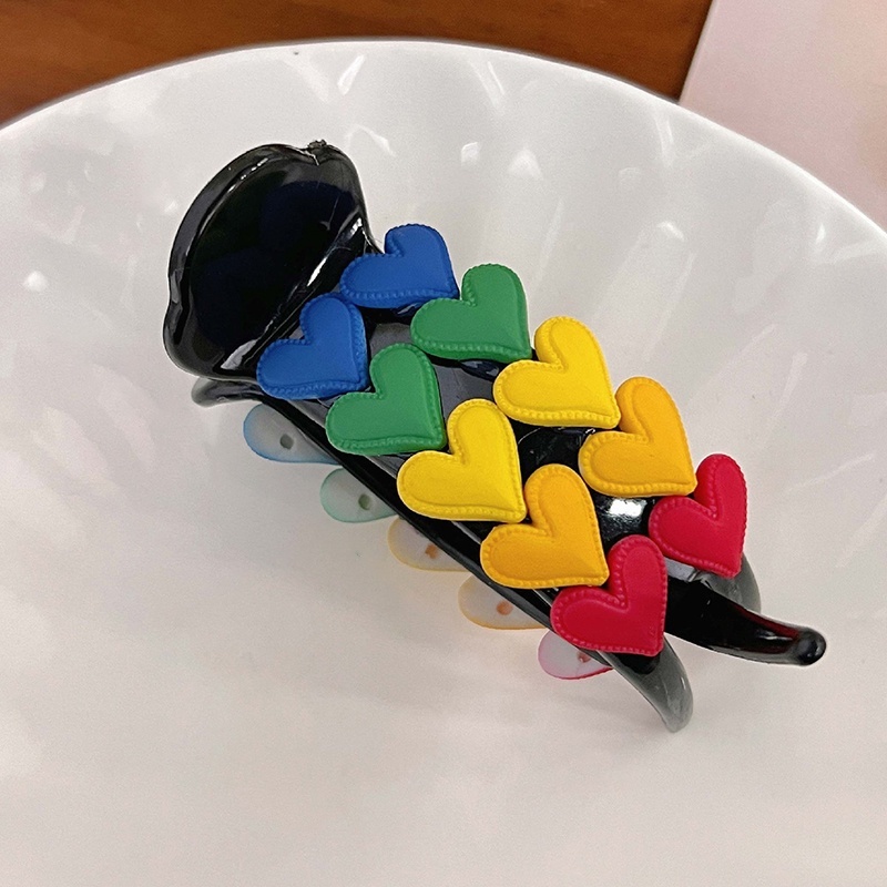 Kẹp Tóc Hai Hàng Bằng Acrylic Màu Cầu Vồng Dễ Thương