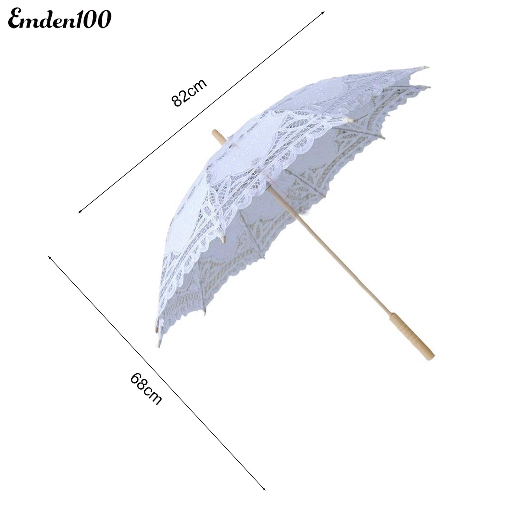 Dù Che Nắng Vải Cotton Phối Ren Hoa Đa Năng Dùng Làm Đạo Cụ Chụp Ảnh