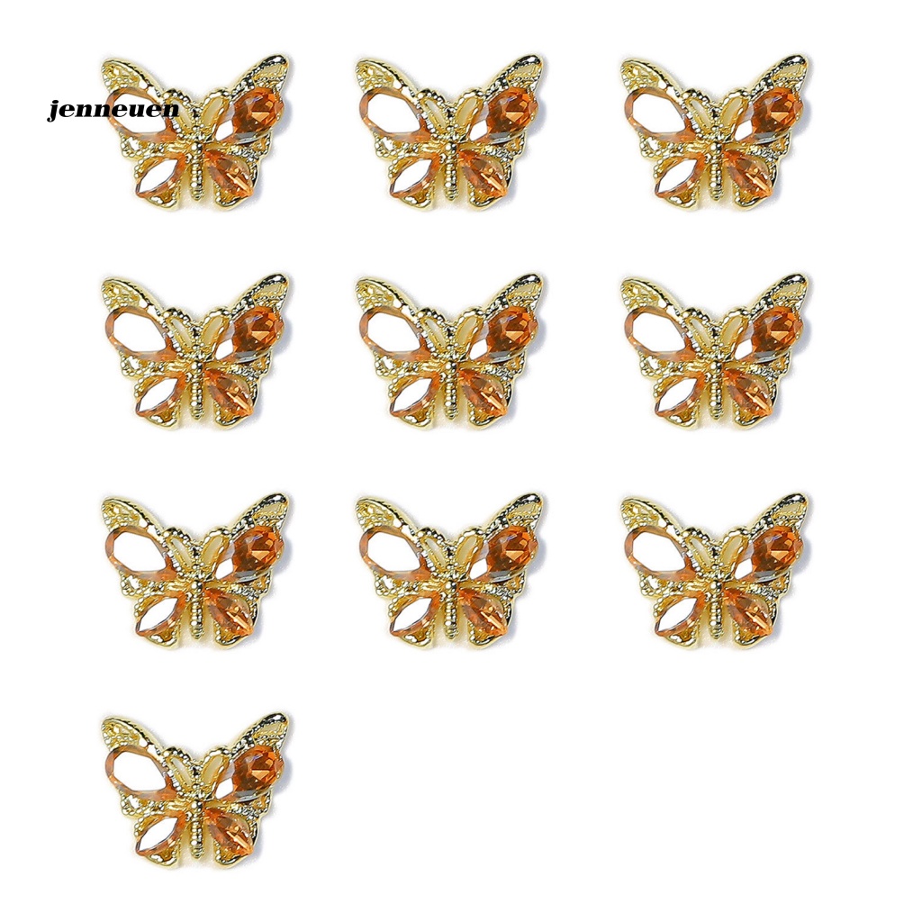Set 10 Phụ Kiện Trang Trí Móng Nghệ Thuật Hình Bướm Màu Sắc Sống Động Có Thể Tháo Rời