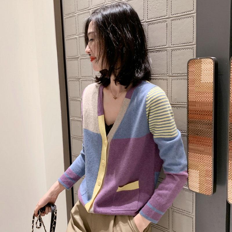 Áo Khoác Cardigan Cổ Chữ V Màu Sắc Thời Trang Phong Cách Hàn Quốc Cho Nữ