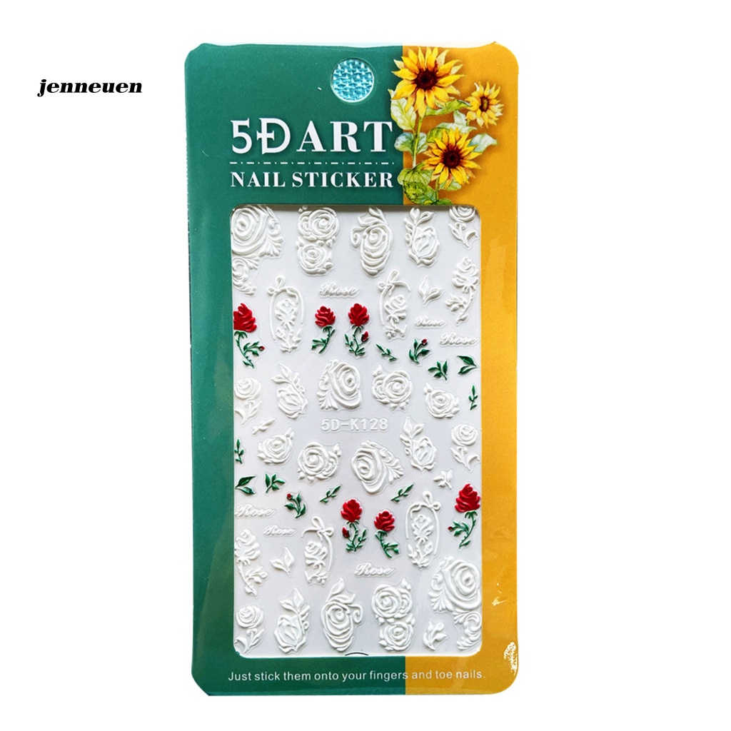 Miếng Dán Trang Trí Móng Tay Họa Tiết Hoa Hồng Trắng Xinh Xắn