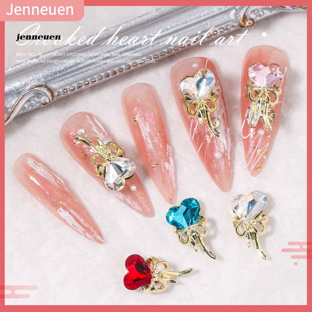 Set 10 Phụ Kiện Trang Trí Móng Tay Nghệ Thuật Hình Trái Tim Bằng Hợp Kim