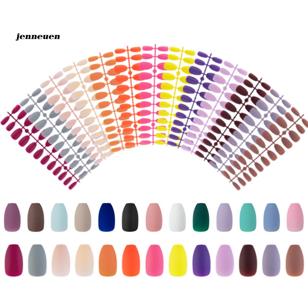 Bộ 24 Móng Tay Giả Ngắn Che Phủ Toàn Diện Màu Sắc Sống Động