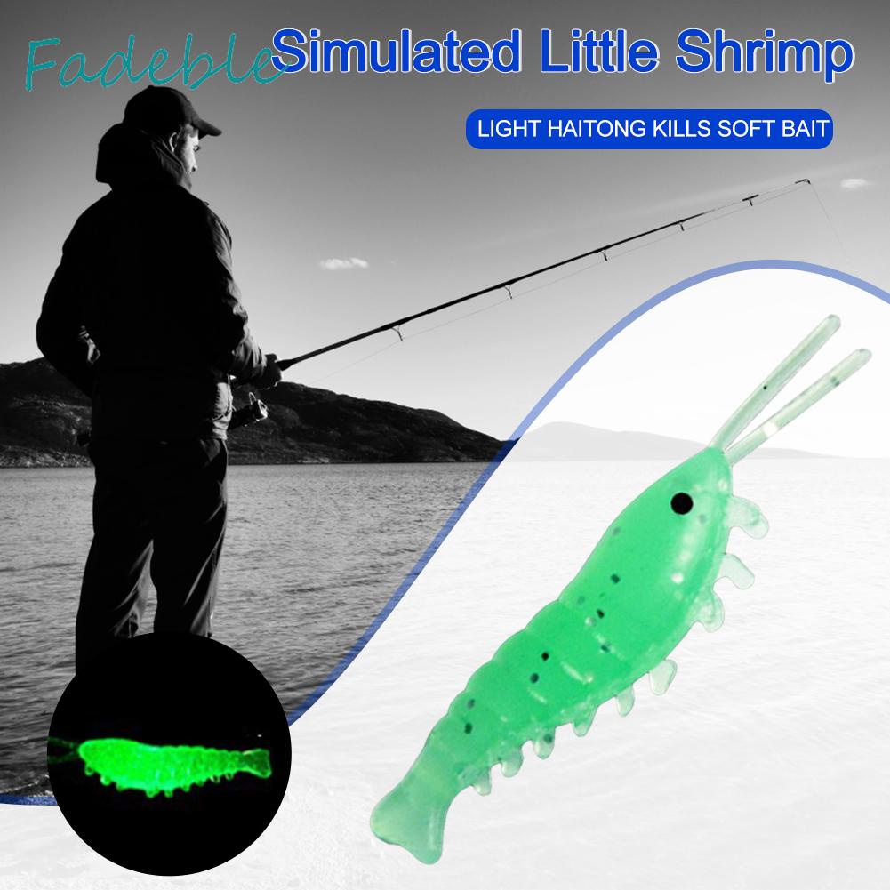 50 Mồi Tôm Giả Câu Cá Nhựa PVC Mềm Phát Quang 3.5cm