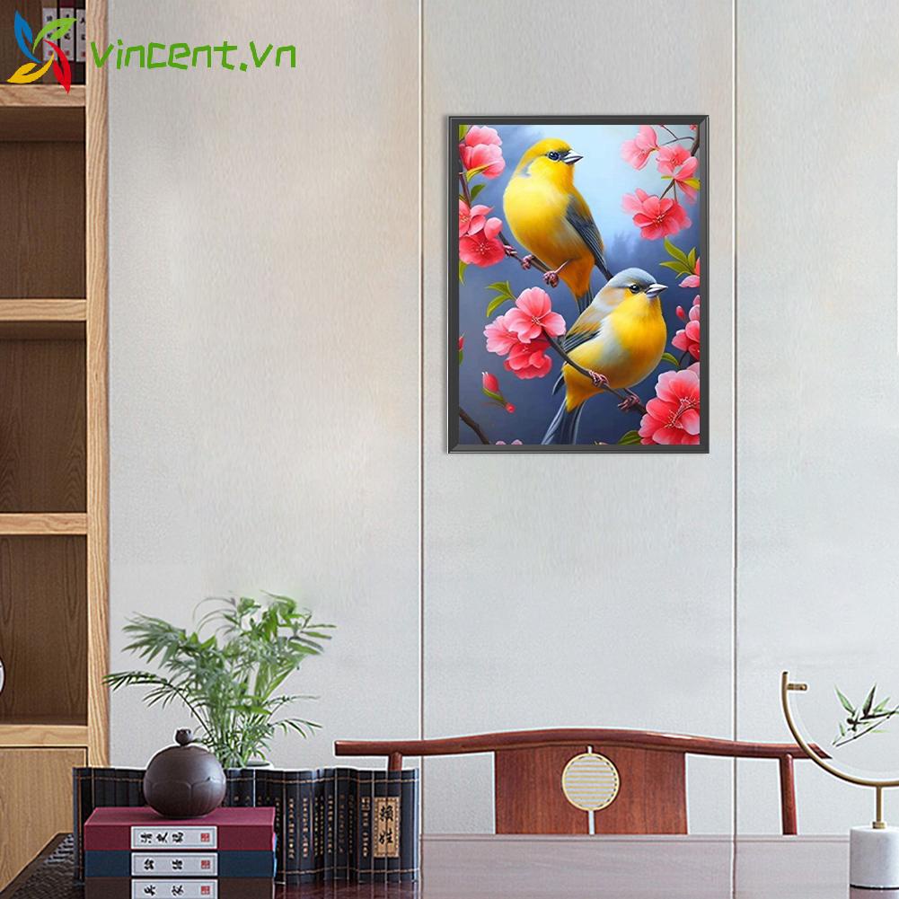 Tranh Đính Đá Kim Cương Toàn Bộ 5D DIY Hình Vẽ Chim Và Hoa