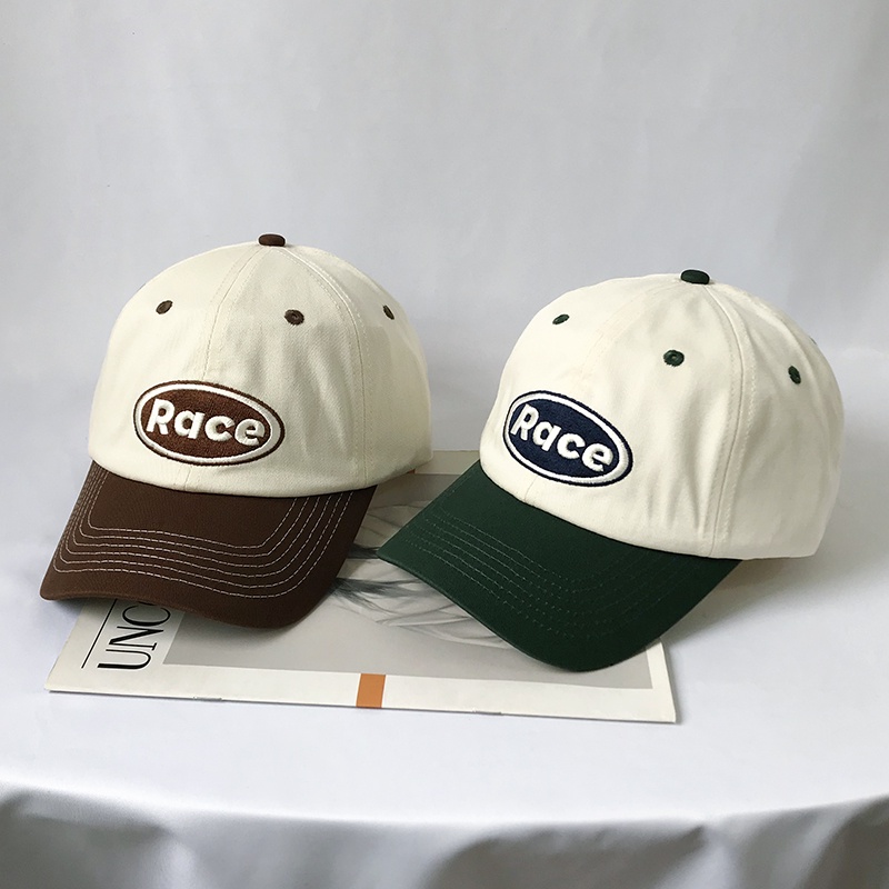 Mũ Lưỡi Trai Thêu Chữ Màu Tương Phản Thời Trang Đường Phố Hàn Quốc Cho Cặp Đôi