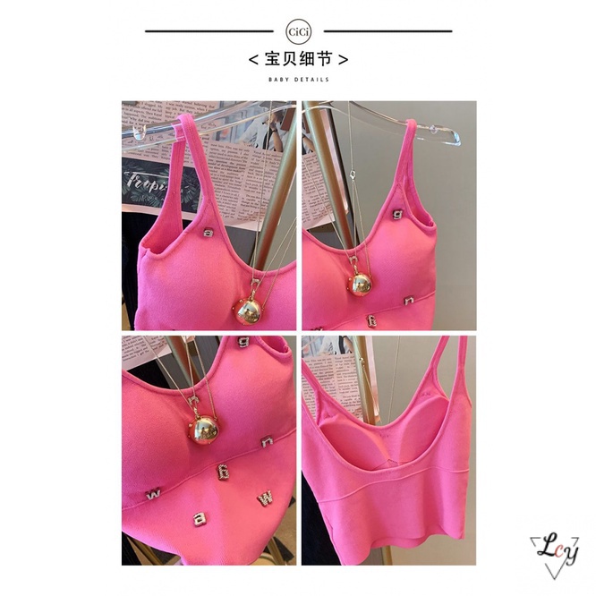 Pure Desire Hot Girl Áo Hai Dây Dệt Kim Ôm Dáng Phong Cách Công Nghiệp Mùa Hè 2023 Quyến Rũ Cho Nữ